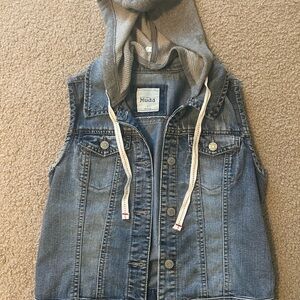 Mudd Denim Vest with Detachable Gray Hood